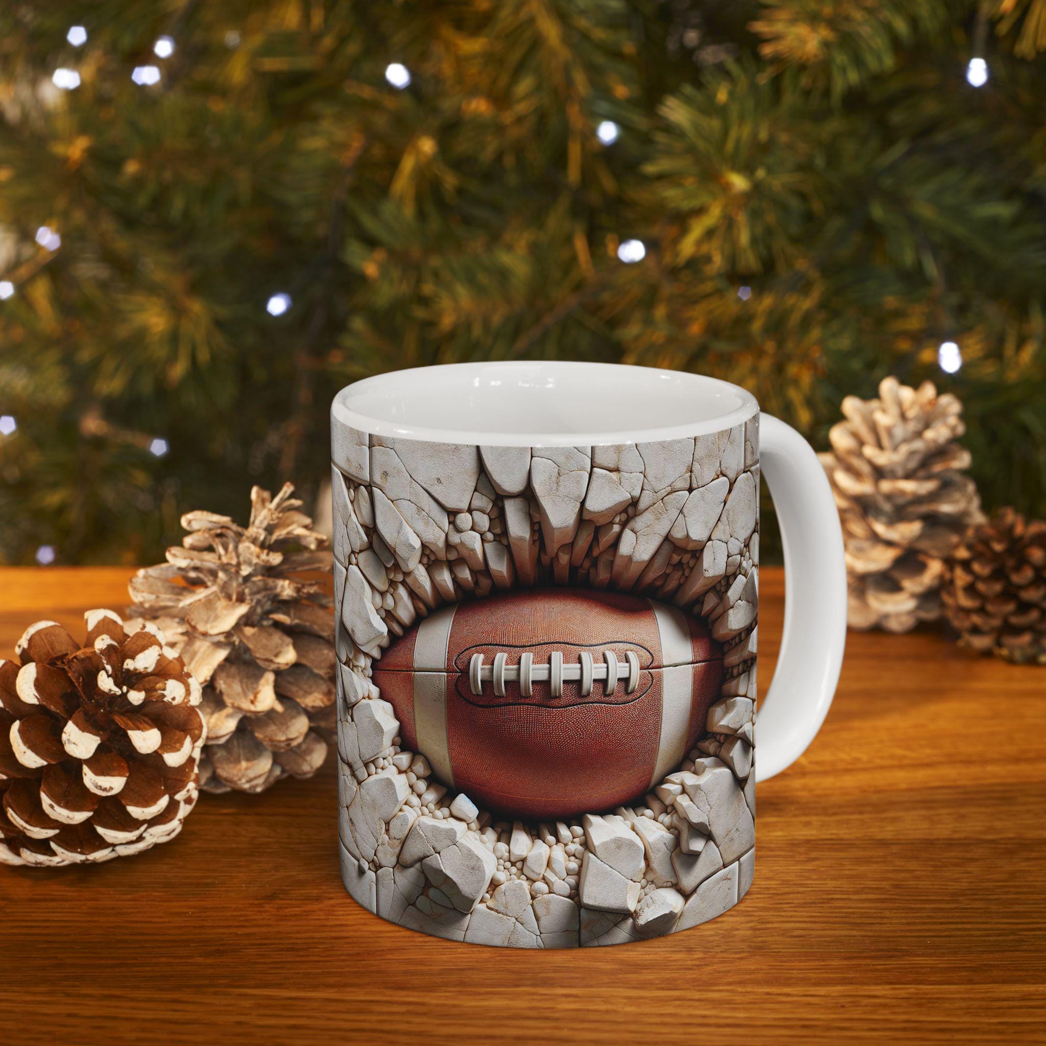 Football Breakthrough 3D Ceramic Mug Sports Lover Gift Fan Coffee Cup Unique Football Design Team Spirit Tea Mug Football Coach