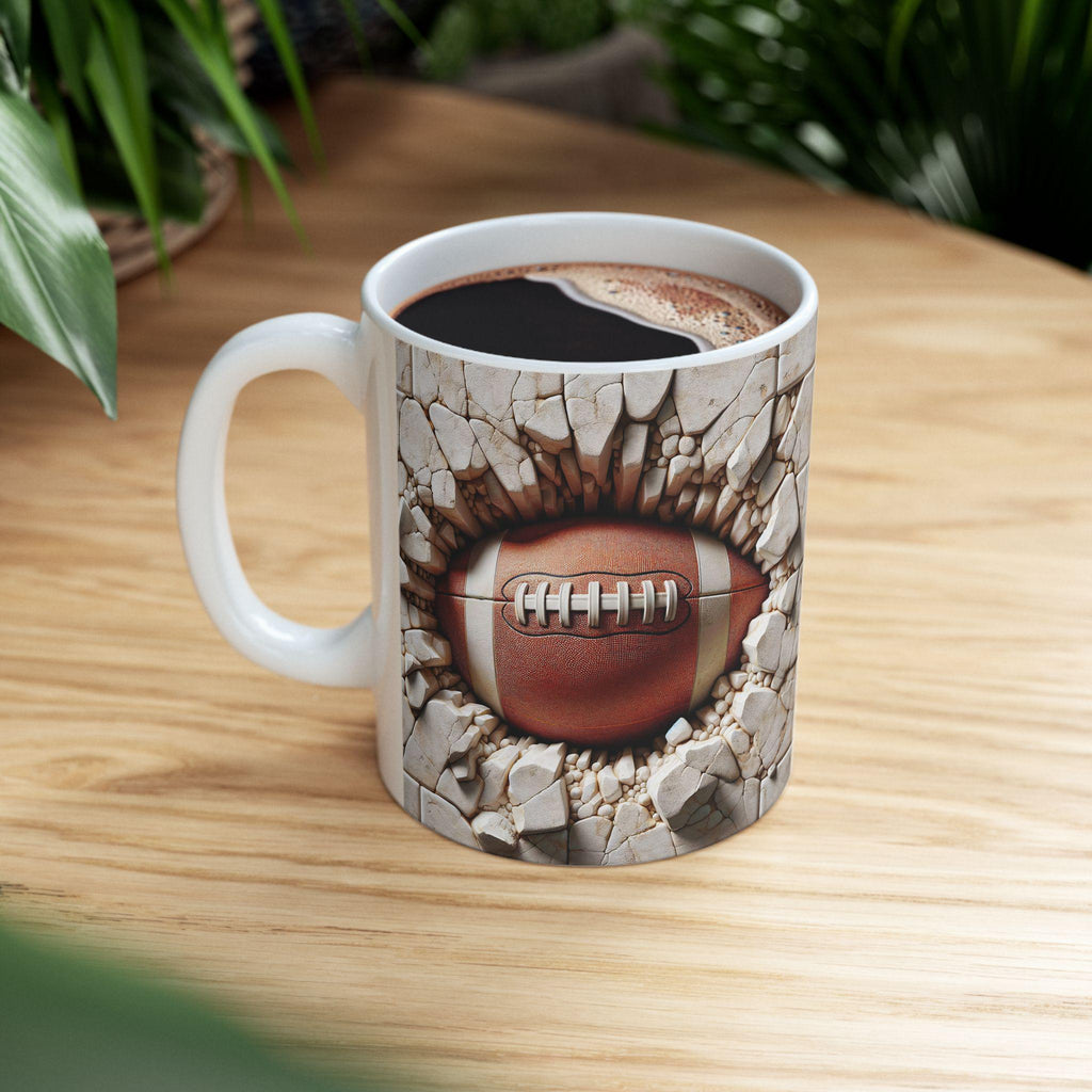 Football Breakthrough 3D Ceramic Mug Sports Lover Gift Fan Coffee Cup Unique Football Design Team Spirit Tea Mug Football Coach