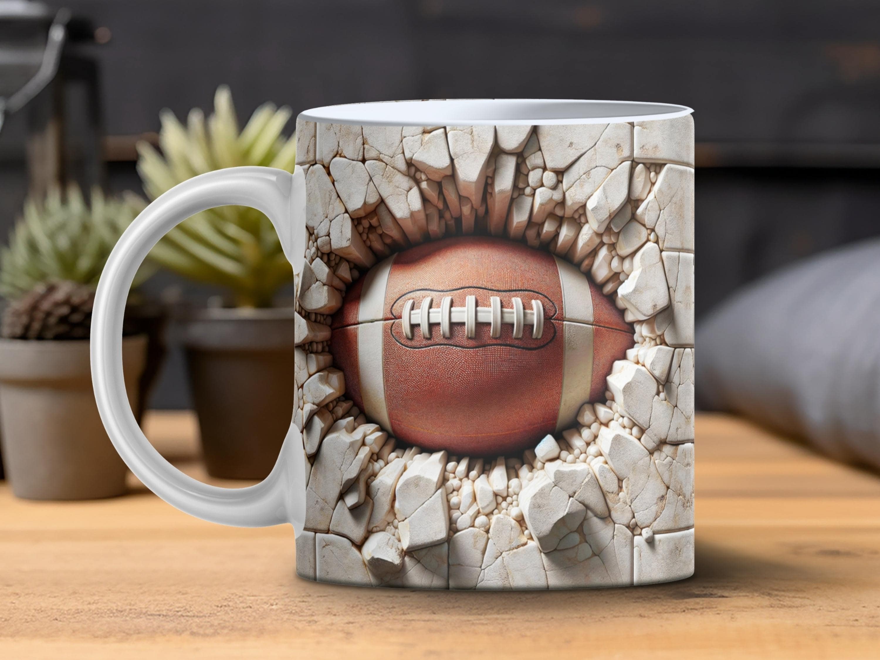 Football Breakthrough 3D Ceramic Mug Sports Lover Gift Fan Coffee Cup Unique Football Design Team Spirit Tea Mug Football Coach