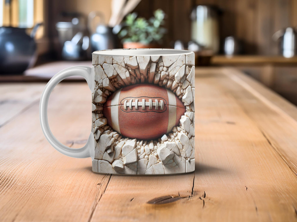 Football Breakthrough 3D Ceramic Mug Sports Lover Gift Fan Coffee Cup Unique Football Design Team Spirit Tea Mug Football Coach