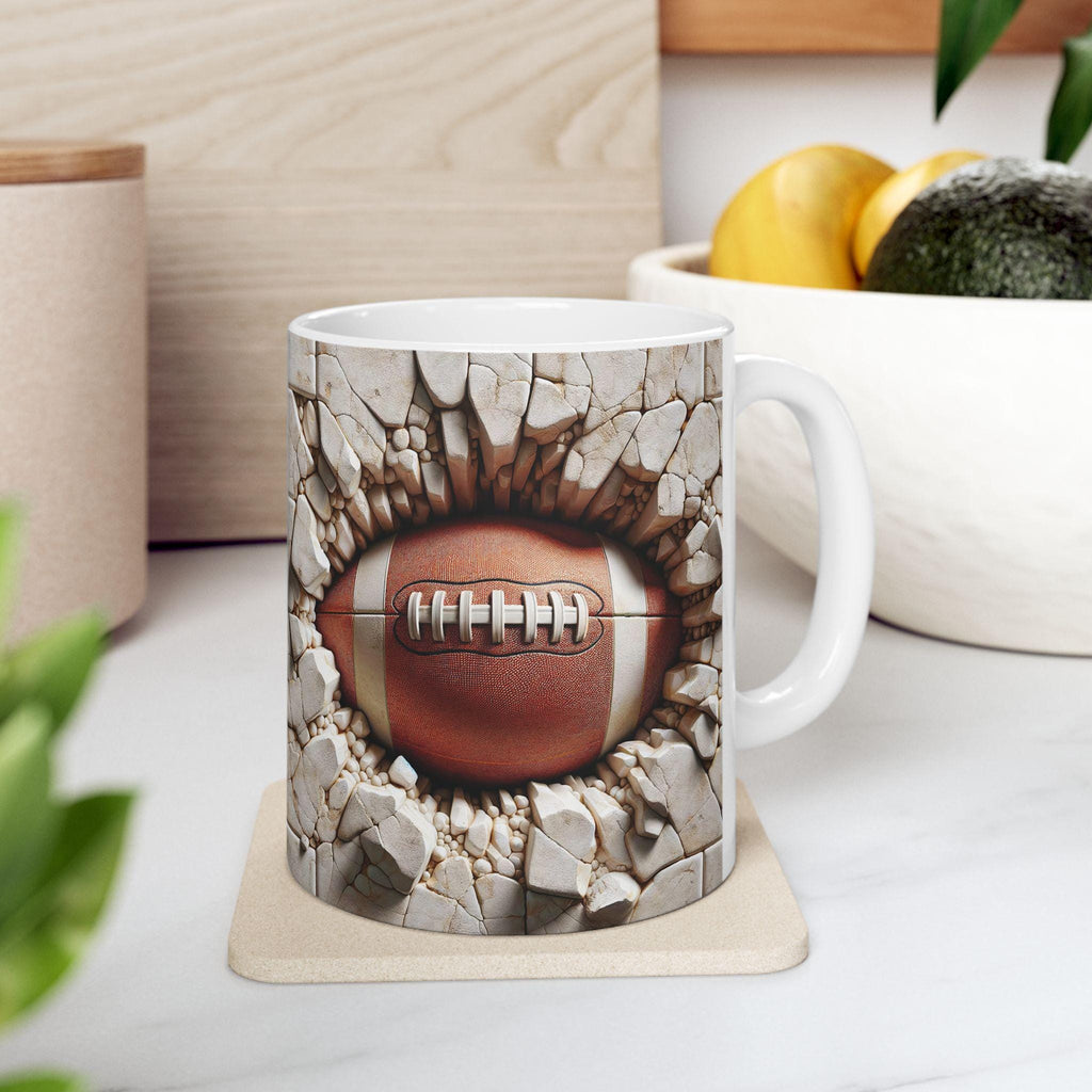 Football Breakthrough 3D Ceramic Mug Sports Lover Gift Fan Coffee Cup Unique Football Design Team Spirit Tea Mug Football Coach