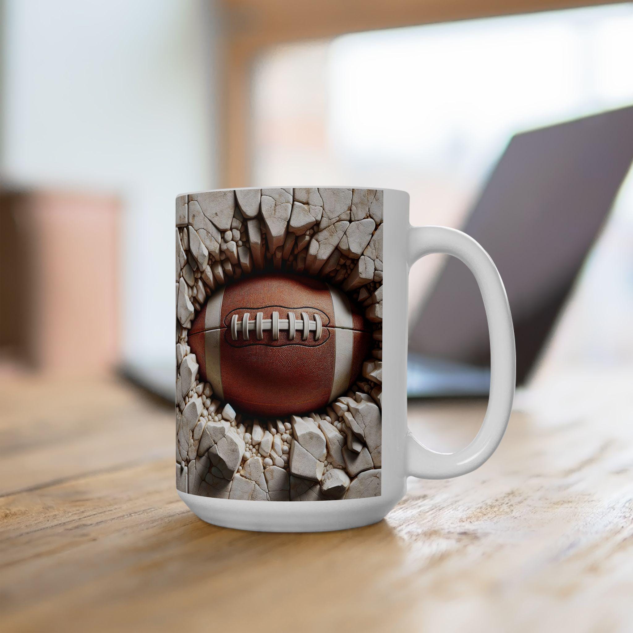 Football Breakthrough 3D Ceramic Mug Sports Lover Gift Fan Coffee Cup Unique Football Design Team Spirit Tea Mug Football Coach