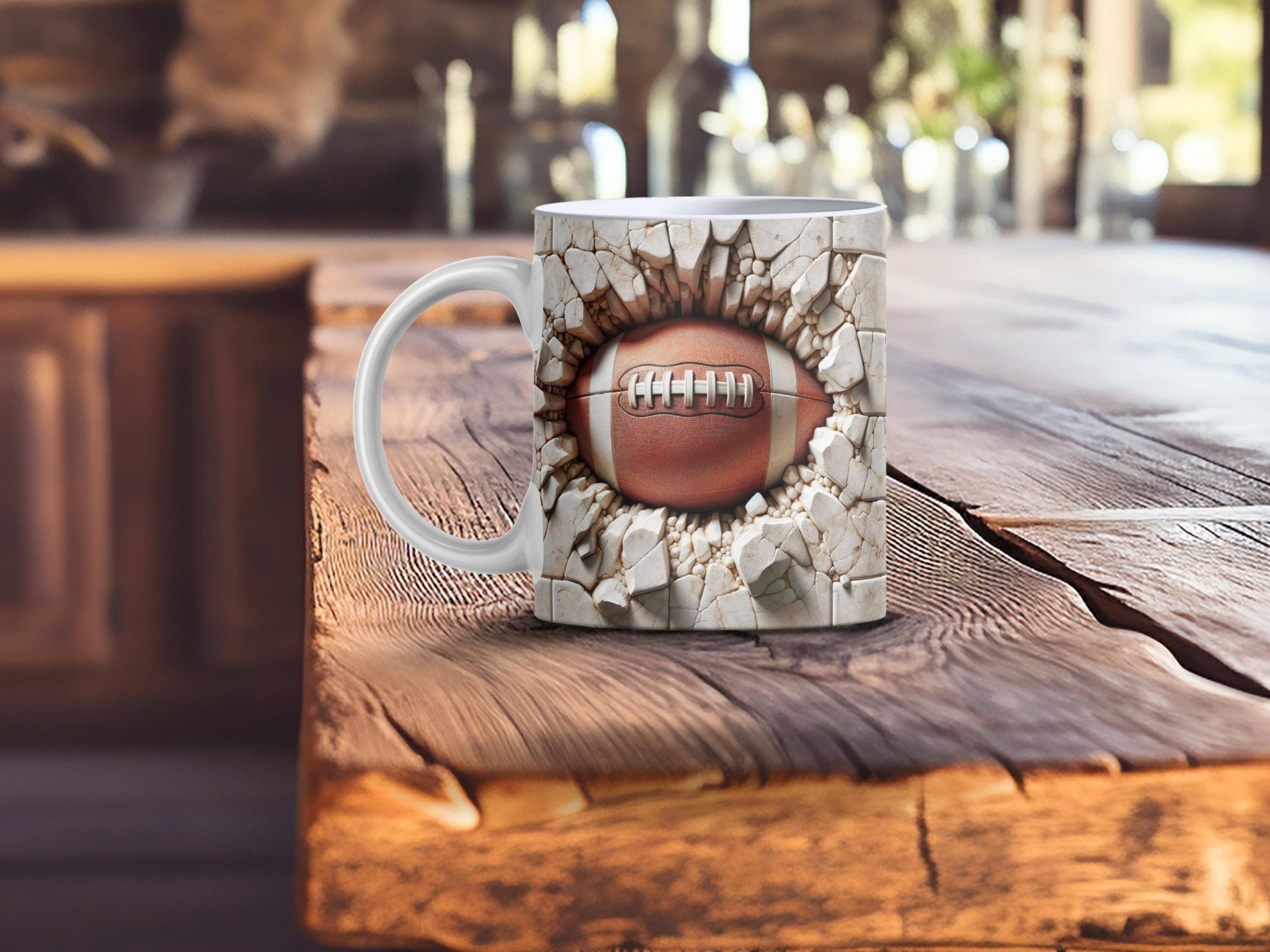 Football Breakthrough 3D Ceramic Mug Sports Lover Gift Fan Coffee Cup Unique Football Design Team Spirit Tea Mug Football Coach