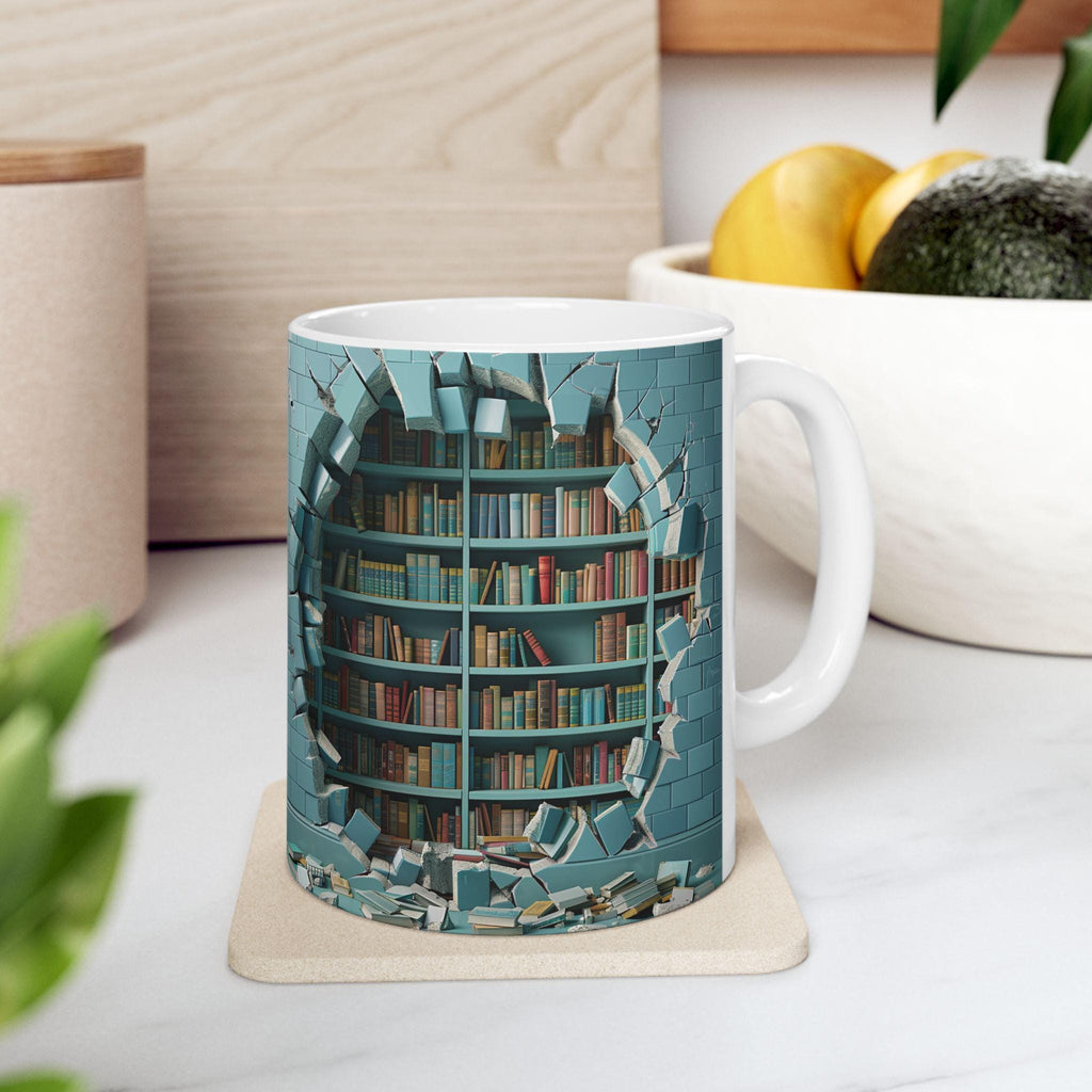 3D designed Mug Realistic Bookshelf coffee Mug for Book lovers Gift Idea Bookish Coffee Cup for Bookworms Gift for Librarian 11 oz