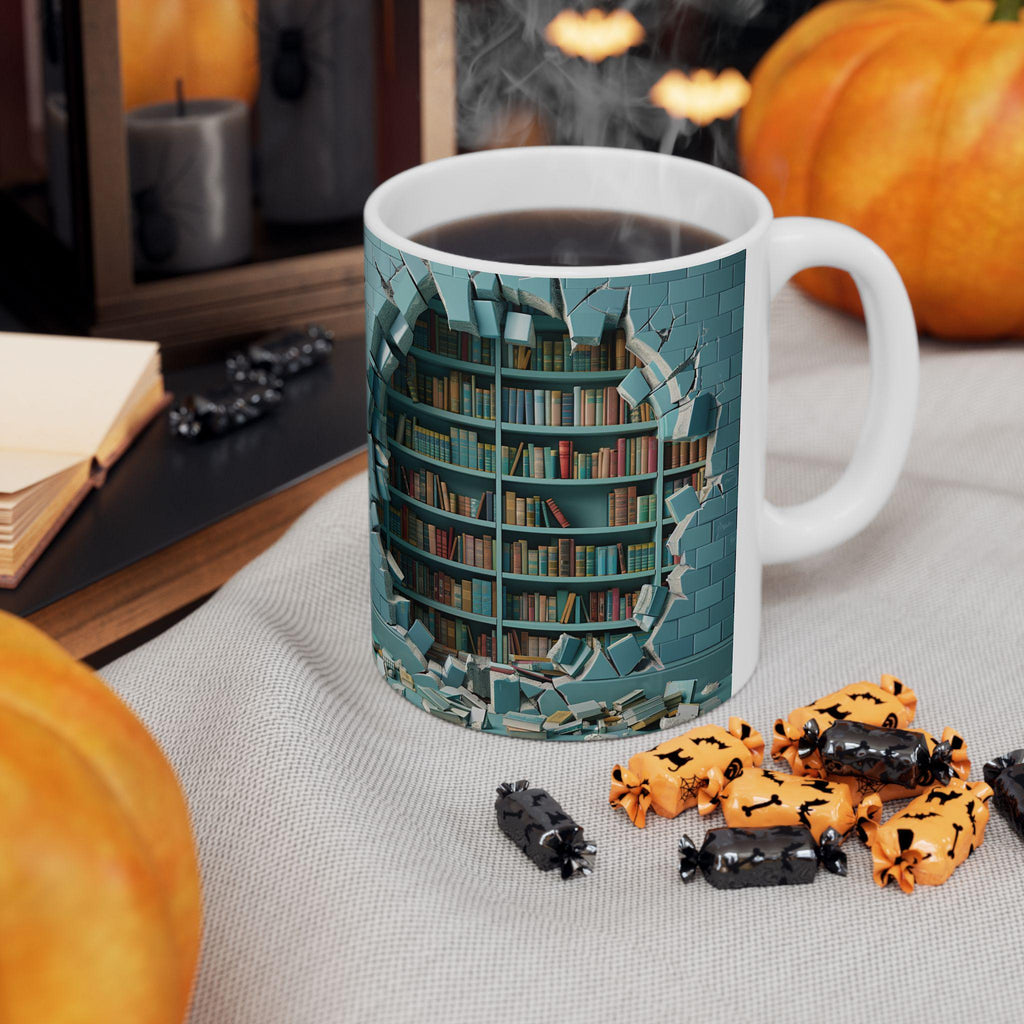 3D designed Mug Realistic Bookshelf coffee Mug for Book lovers Gift Idea Bookish Coffee Cup for Bookworms Gift for Librarian 11 oz
