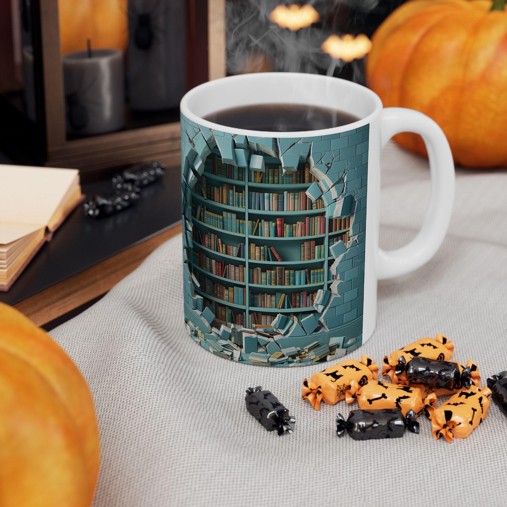 3D designed Mug Realistic Bookshelf coffee Mug for Book lovers Gift Idea Bookish Coffee Cup for Bookworms Gift for Librarian 11 oz
