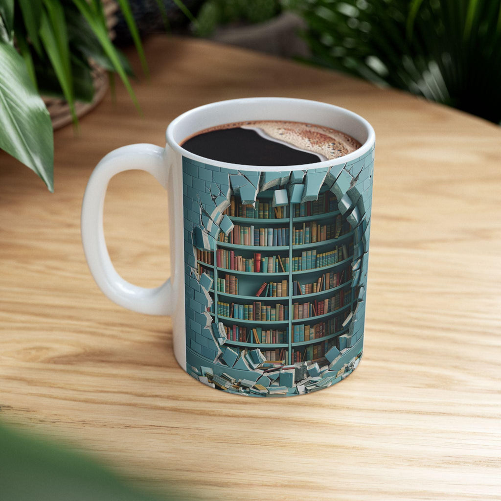 3D designed Mug Realistic Bookshelf coffee Mug for Book lovers Gift Idea Bookish Coffee Cup for Bookworms Gift for Librarian 11 oz