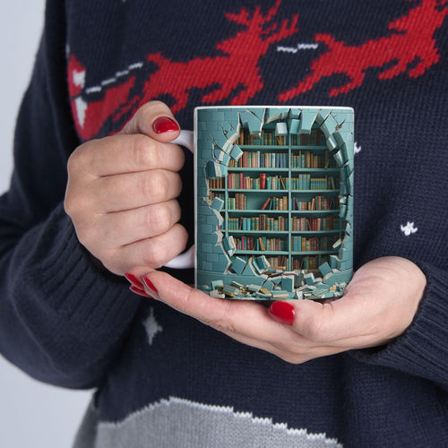 3D designed Mug Realistic Bookshelf coffee Mug for Book lovers Gift Idea Bookish Coffee Cup for Bookworms Gift for Librarian 11 oz