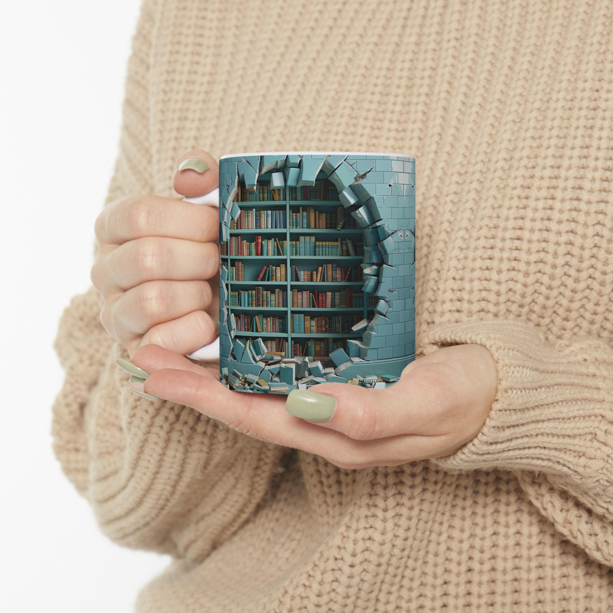 3D designed Mug Realistic Bookshelf coffee Mug for Book lovers Gift Idea Bookish Coffee Cup for Bookworms Gift for Librarian 11 oz