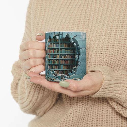 3D designed Mug Realistic Bookshelf coffee Mug for Book lovers Gift Idea Bookish Coffee Cup for Bookworms Gift for Librarian 11 oz