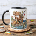 Personalized Fisherman Accent Mug, Fishing Lure Coffee Cup, Father’s Day Gift for Dad or Grandpa, Custom Mug Gift For Fishing Lover