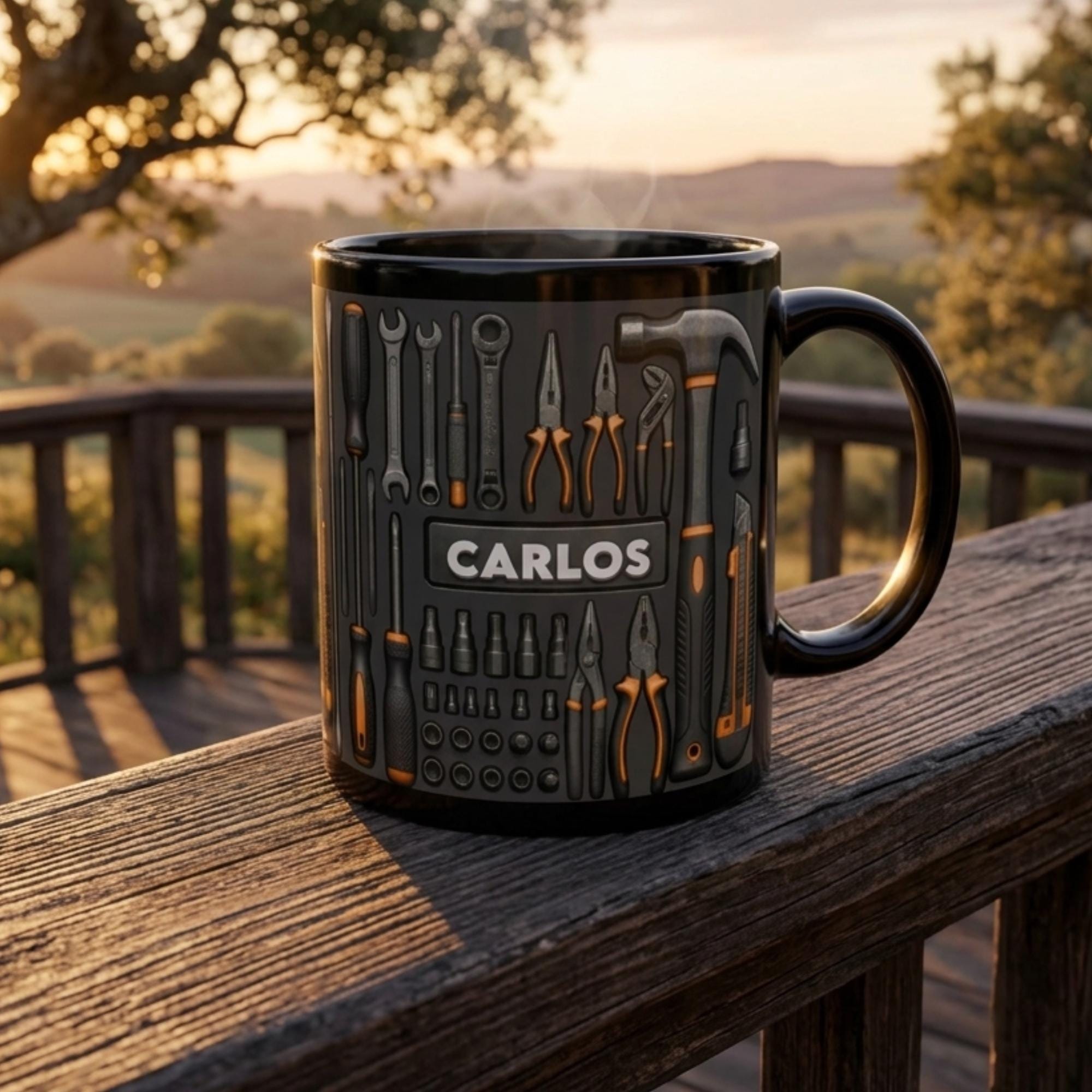 Personalized Mechanic Coffee Mug, 3D Inflated Tool Design Cup, Custom Name Handyman Gift, Dad Grandpa Workshop Mug, 11oz 15oz Black White