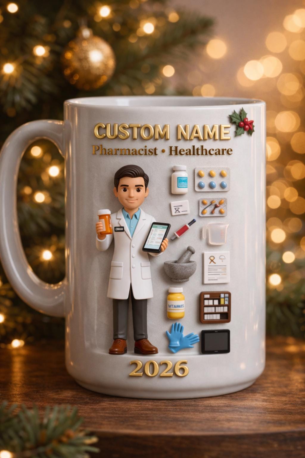 Custom Pharmacist Mug 3D Embossed, Personalized Name Healthcare Gift, Pharmacy Graduation Gift, Pharmacist Mug 2026