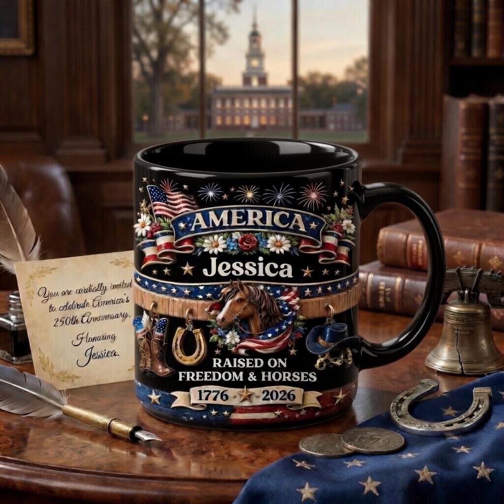 1776–2026 America 250th Anniversary Mug, We The People Patriotic Coffee Mug, 3D Printed Effect Ceramic Cup