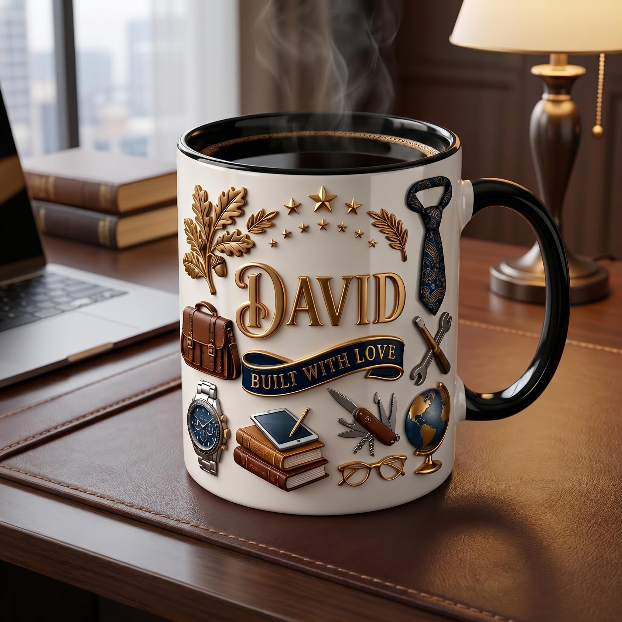 Personalized Dad Mug, Custom Built With Love Cup, Father's Day Gift, Name Mug