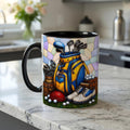 Personalized Golf Bag Ceramic Mug, Stained Glass Design, Golfer Gift