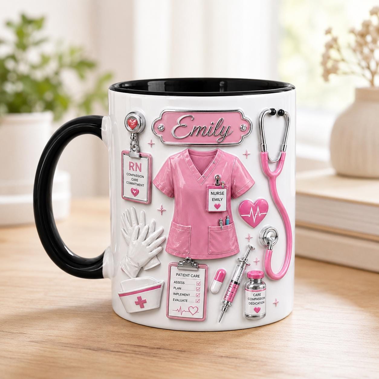 Custom Name Nurse Mug, Personalized Medical Staff Coffee Cup,  Fax 3D Look Nurse Life Gift, Registered Nurse RN LPN NP Appreciation