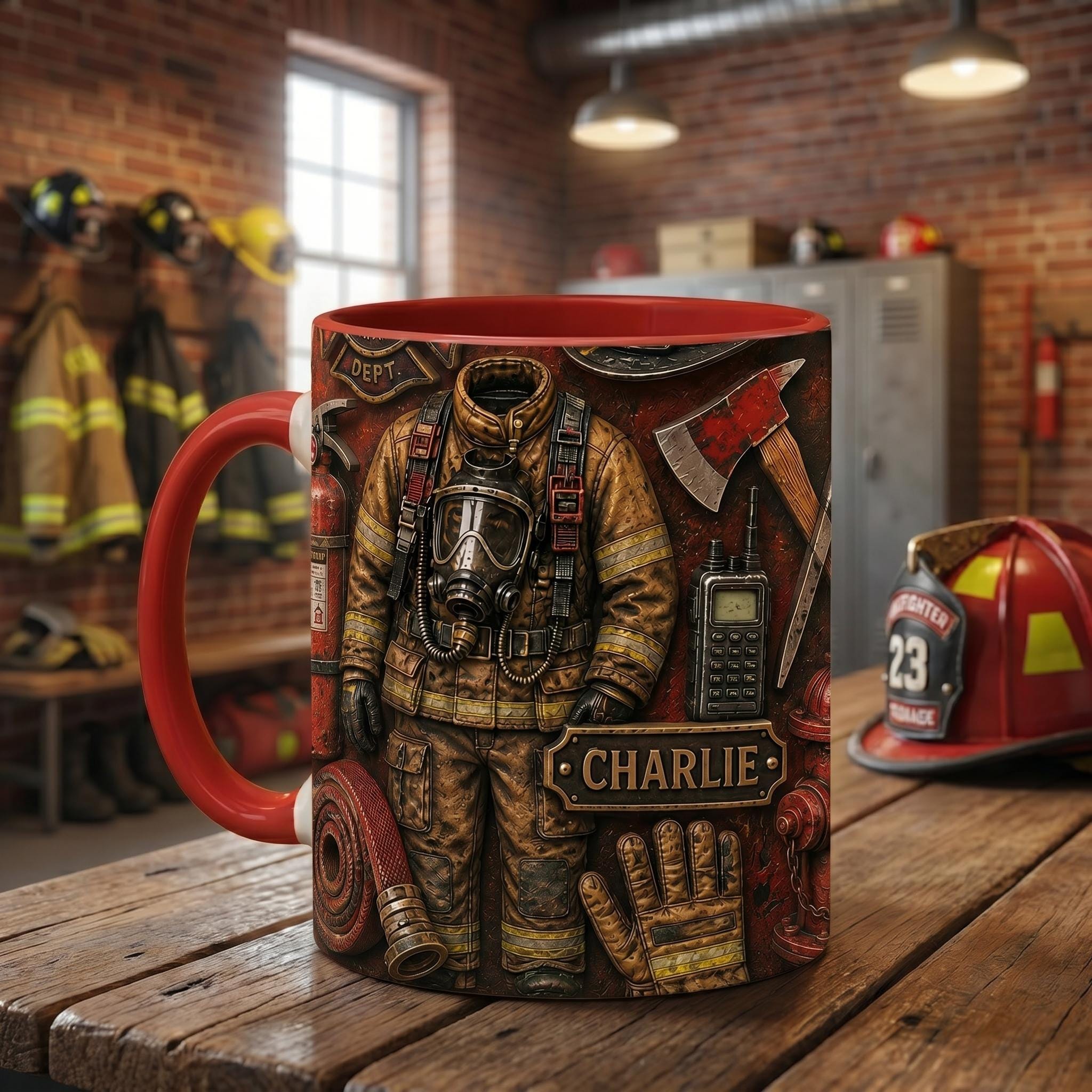 Personalized Firefighter Mug, Custom Name Ceramic Coffee Cup, Fire Academy Graduation Gift
