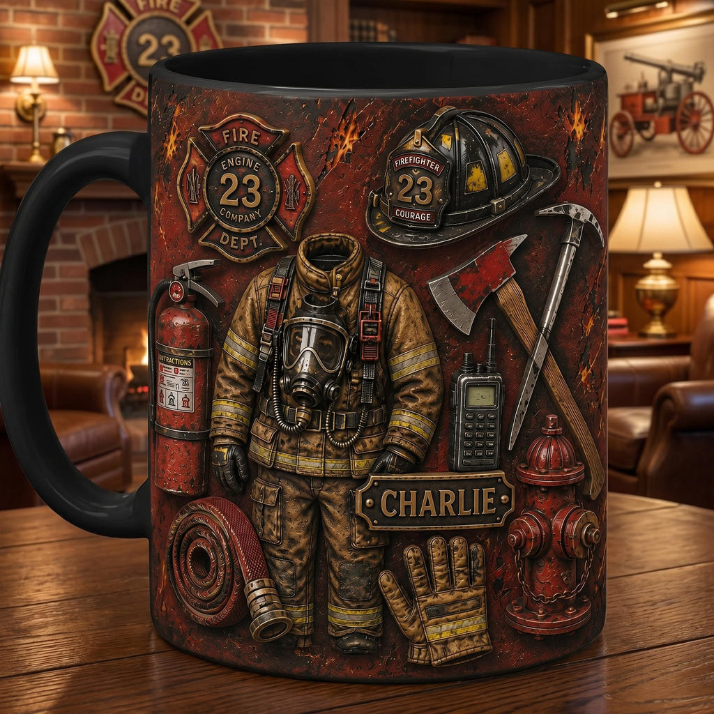 Personalized Firefighter Mug, Custom Name Ceramic Coffee Cup, Fire Academy Graduation Gift