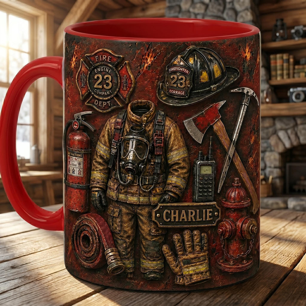 Personalized Firefighter Mug, Custom Name Ceramic Coffee Cup, Fire Academy Graduation Gift