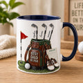 Custom Best Dad By Par Faux 3D Puff Effect Mug, Personalized Gift For Dad Daddy, Golf Lover Present, Golfing Dad Fathers Day Gift