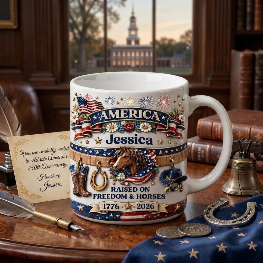 1776–2026 America 250th Anniversary Mug, We The People Patriotic Coffee Mug, 3D Printed Effect Ceramic Cup