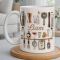 Personalized Bartender Mug, 3D Effect Cocktail Tools Coffee Mug, Custom Name Mixologist Gift, Bar Lover Mug, Professional Bartending Cup