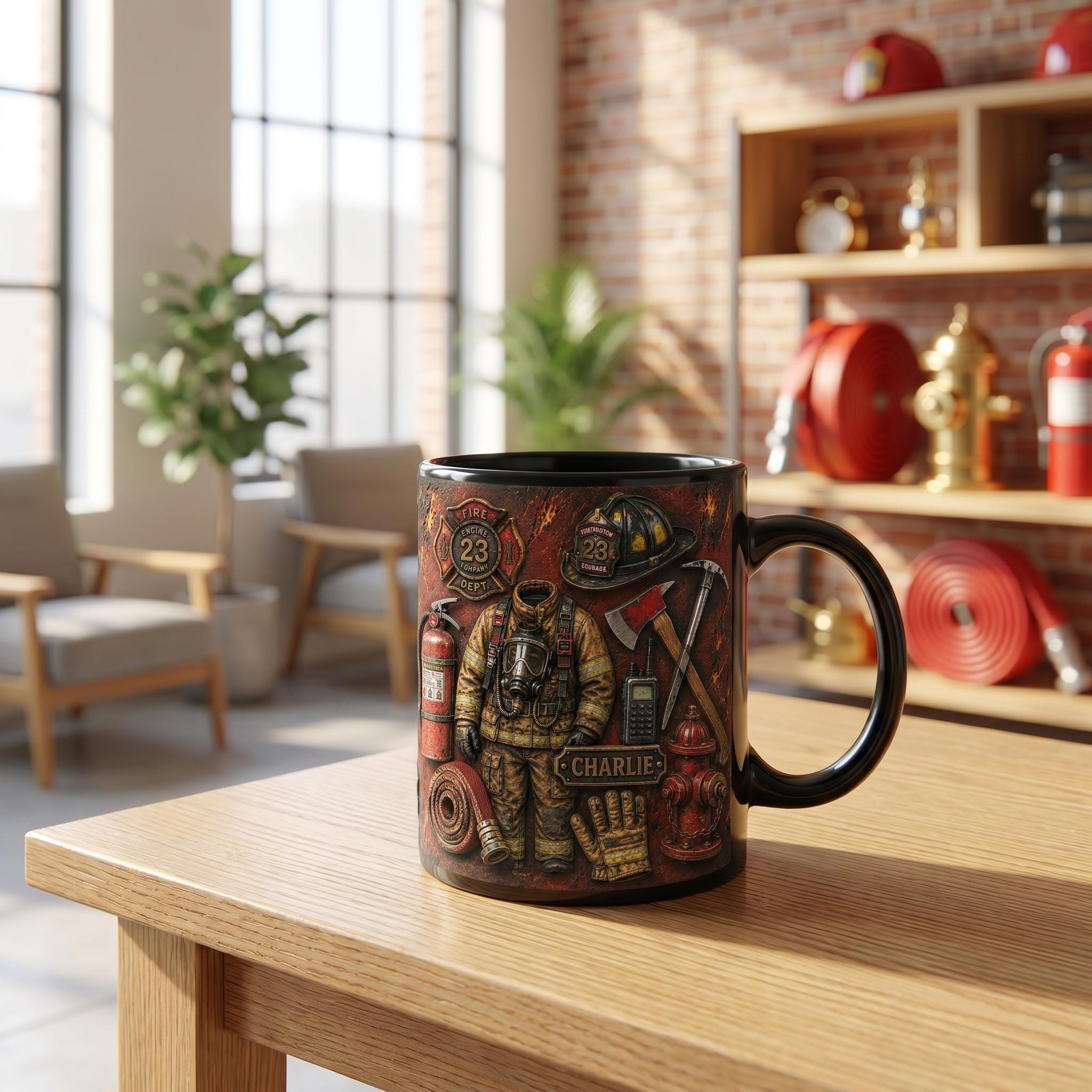 Personalized Firefighter Mug, Custom Name Ceramic Coffee Cup, Fire Academy Graduation Gift