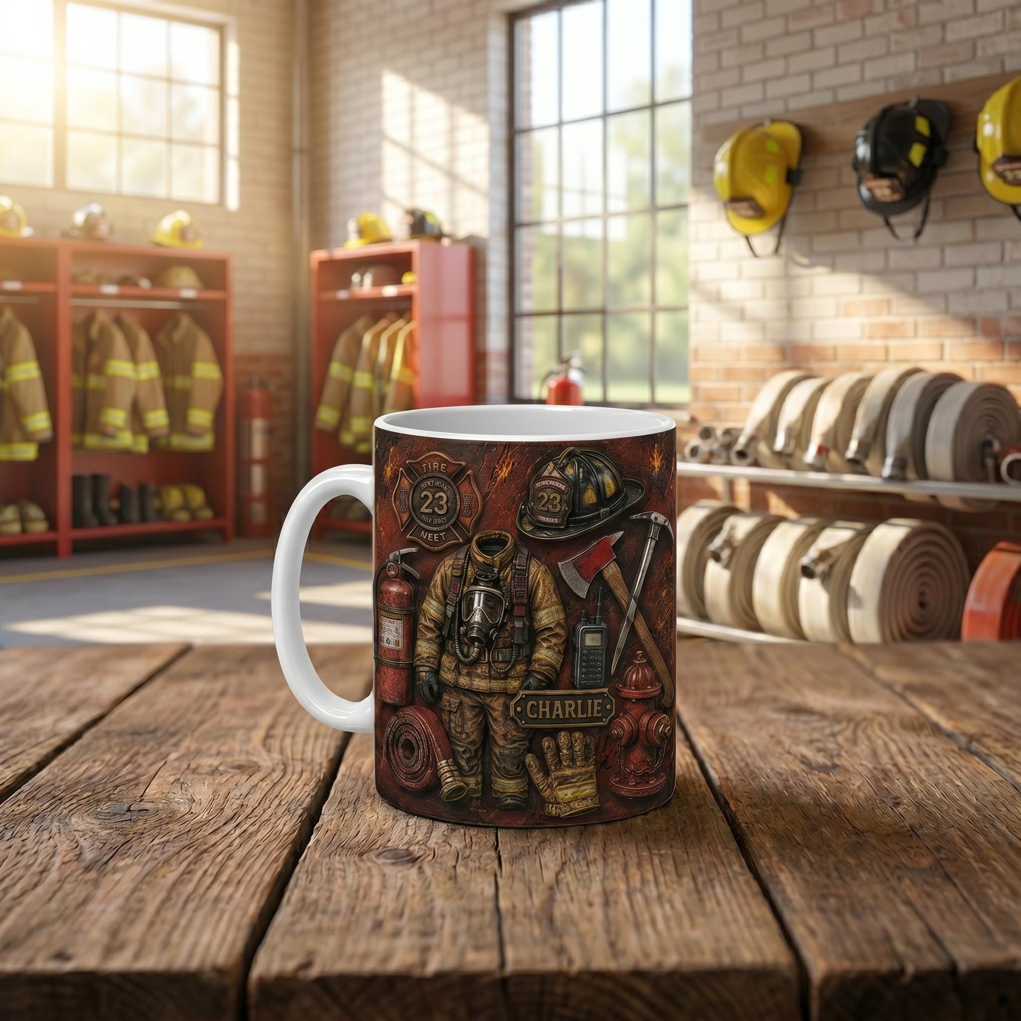 Personalized Firefighter Mug, Custom Name Ceramic Coffee Cup, Fire Academy Graduation Gift