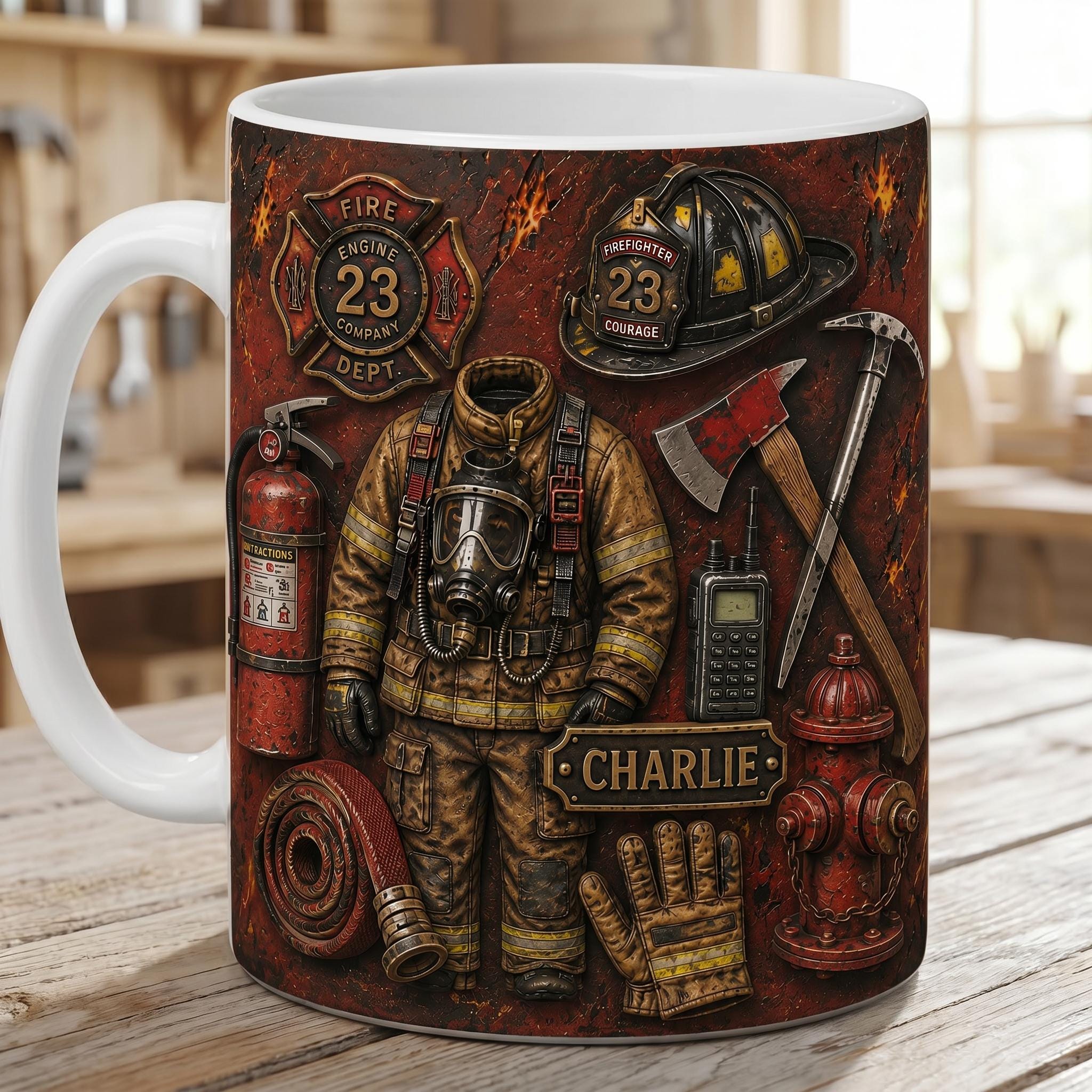 Personalized Firefighter Mug, Custom Name Ceramic Coffee Cup, Fire Academy Graduation Gift