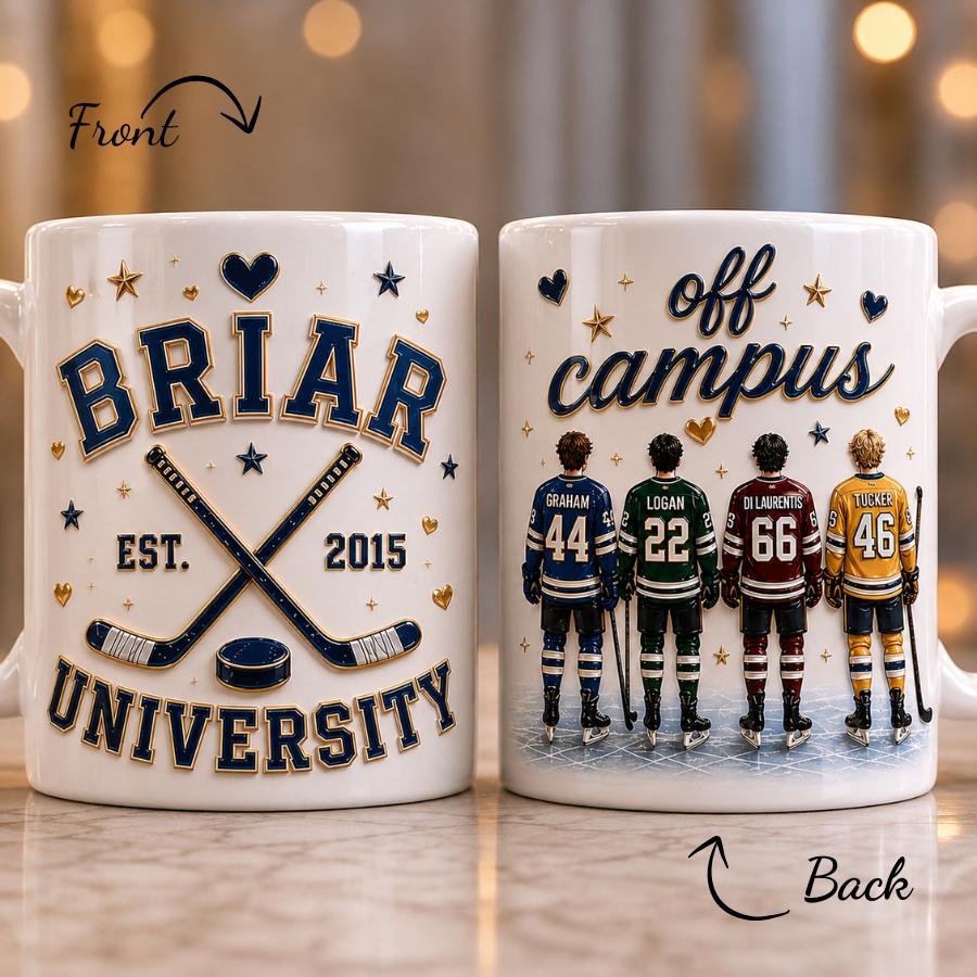 Off Campus Briar University 3D Effect Coffee Mug, Hockey Romance Mug, Briar Boys Cup, Booktok Hockey Gift