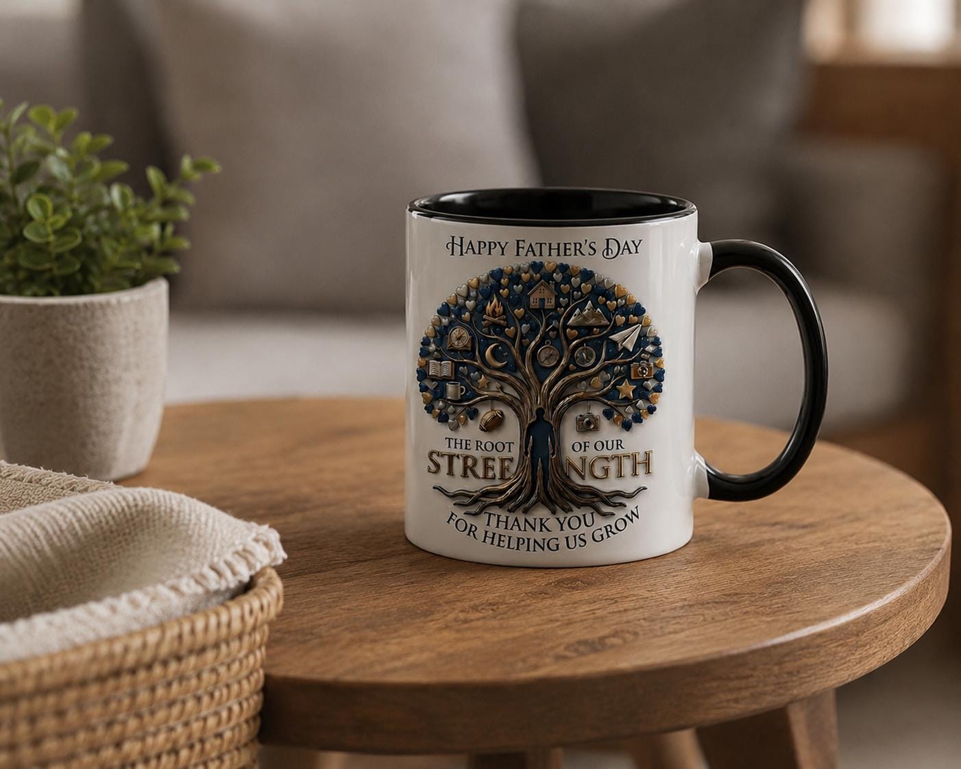 3D Father's Day Mug, Root Of Our Strength Mug, Dad Appreciation Gift, Best Dad Ever Mug, Personalized Father Gift, Coffee Cup