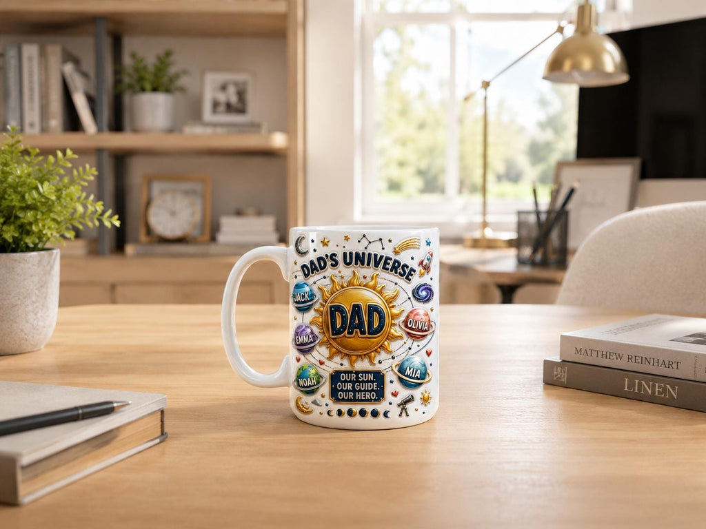 Personalized Dad's Universe 3D Mug, Custom Dad Mug with Kids Names, Father's Day Gift, Space Dad Coffee Mug, Family Galaxy Mug, Dad Gift