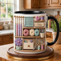 Personalized Crochet  Faux 3D Mug, Knitting Lover Coffee Mug, Craft Room Cup, Gift for Crocheter, Yarn Lover Gift