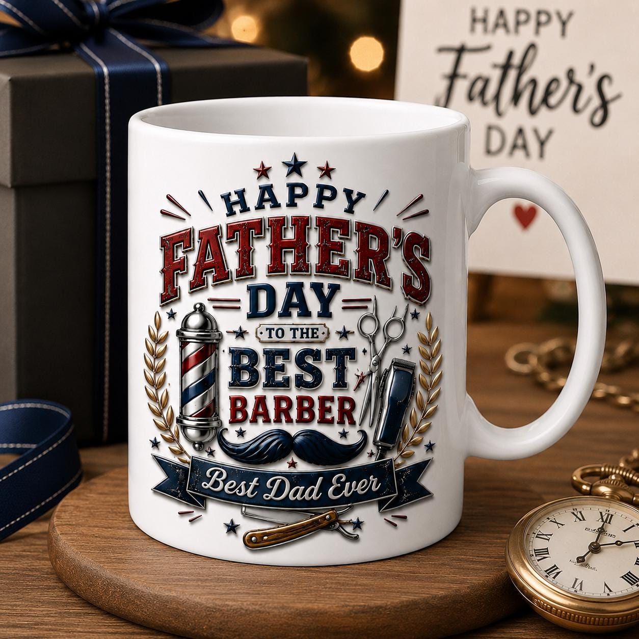 Father’s Day Barber Mug, Best Dad Ever Coffee Cup, Gift for Barber Dad, Barber Mug, Dad Barber Gift, Hair Stylist Father’s Day 3D Effect Mug