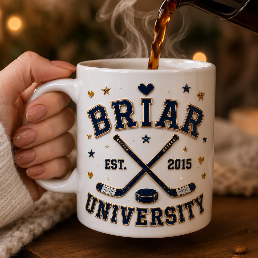Off Campus Briar University 3D Effect Coffee Mug, Hockey Romance Mug, Briar Boys Cup, Booktok Hockey Gift