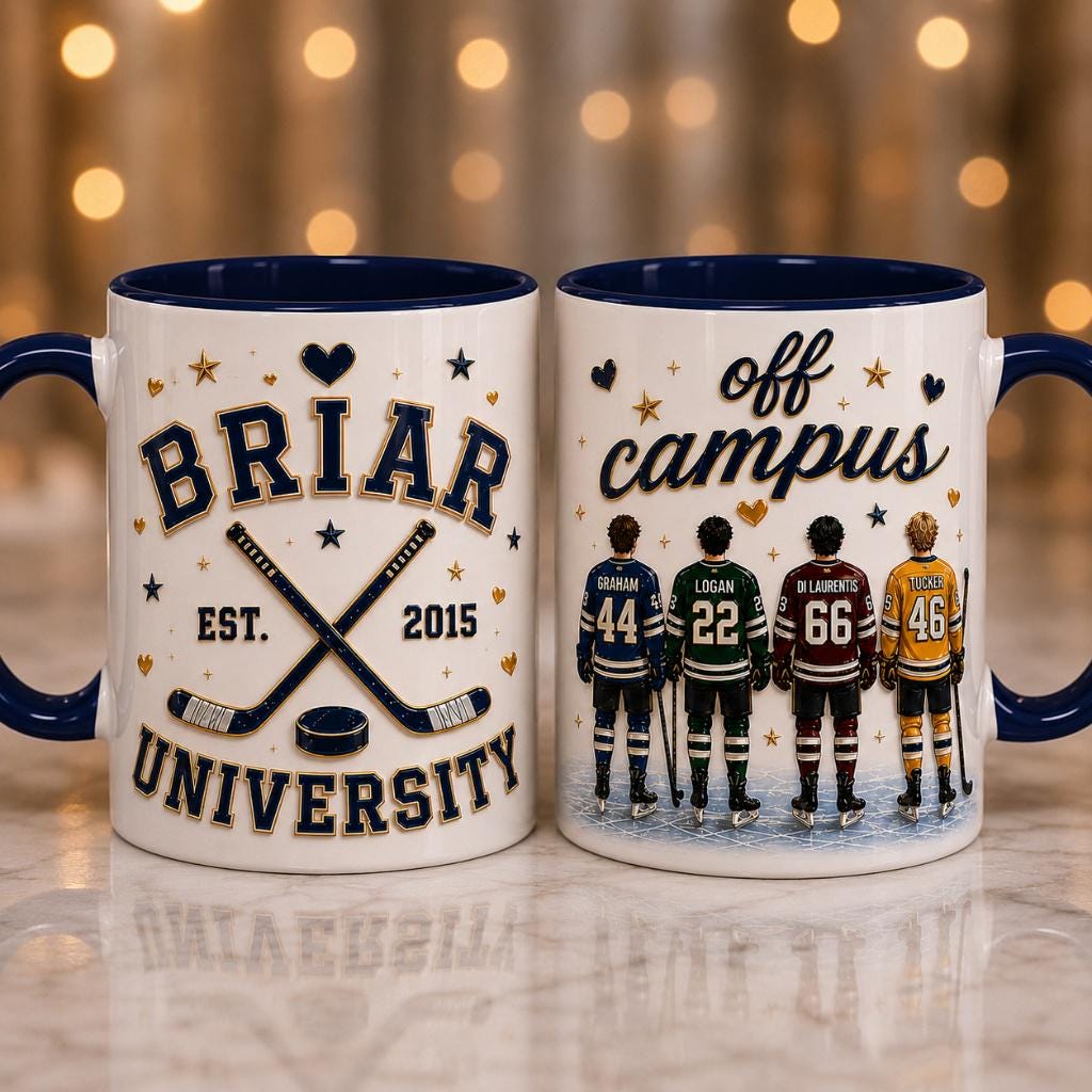 Off Campus Briar University 3D Effect Coffee Mug, Hockey Romance Mug, Briar Boys Cup, Booktok Hockey Gift