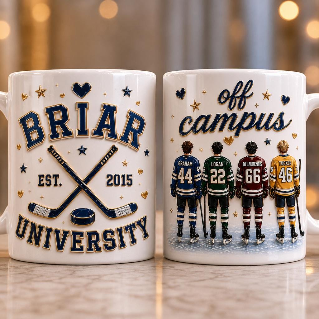 Off Campus Briar University 3D Effect Coffee Mug, Hockey Romance Mug, Briar Boys Cup, Booktok Hockey Gift