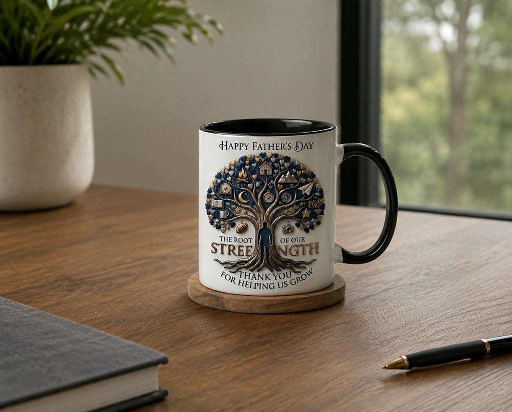 3D Father's Day Mug, Root Of Our Strength Mug, Dad Appreciation Gift, Best Dad Ever Mug, Personalized Father Gift, Coffee Cup