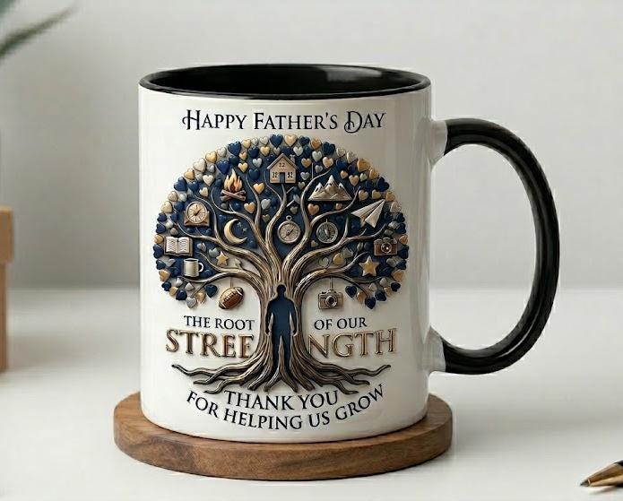 3D Father's Day Mug, Root Of Our Strength Mug, Dad Appreciation Gift, Best Dad Ever Mug, Personalized Father Gift, Coffee Cup