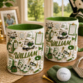 3D Golf Dad Accent Mug, Personalized Name Ceramic Coffee Cup, Best Dad By Par Father’s Day Gift, Custom Golf Lover Mug