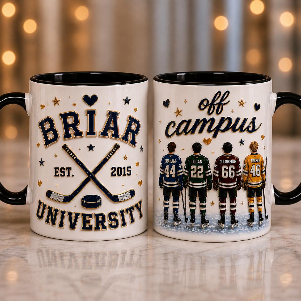 Off Campus Briar University 3D Effect Coffee Mug, Hockey Romance Mug, Briar Boys Cup, Booktok Hockey Gift