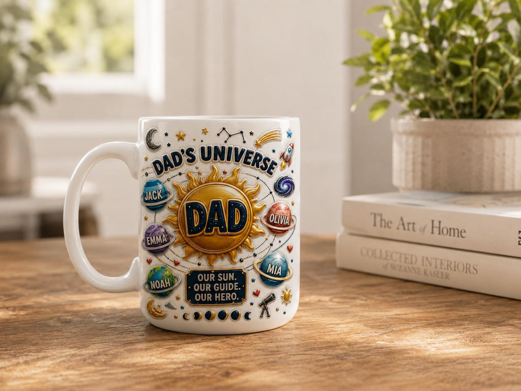 Personalized Dad's Universe 3D Mug, Custom Dad Mug with Kids Names, Father's Day Gift, Space Dad Coffee Mug, Family Galaxy Mug, Dad Gift