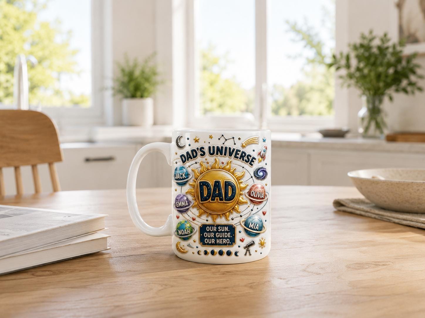 Personalized Dad's Universe 3D Mug, Custom Dad Mug with Kids Names, Father's Day Gift, Space Dad Coffee Mug, Family Galaxy Mug, Dad Gift