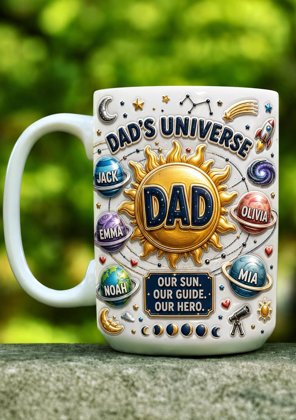 Personalized Dad's Universe 3D Mug, Custom Dad Mug with Kids Names, Father's Day Gift, Space Dad Coffee Mug, Family Galaxy Mug, Dad Gift
