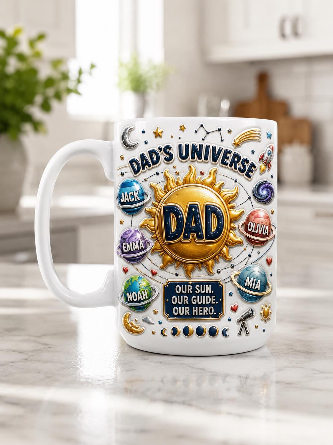 Personalized Dad's Universe 3D Mug, Custom Dad Mug with Kids Names, Father's Day Gift, Space Dad Coffee Mug, Family Galaxy Mug, Dad Gift